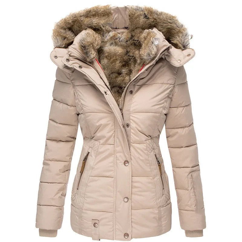 Winter Parka Jacket with Faux Fur and Hood