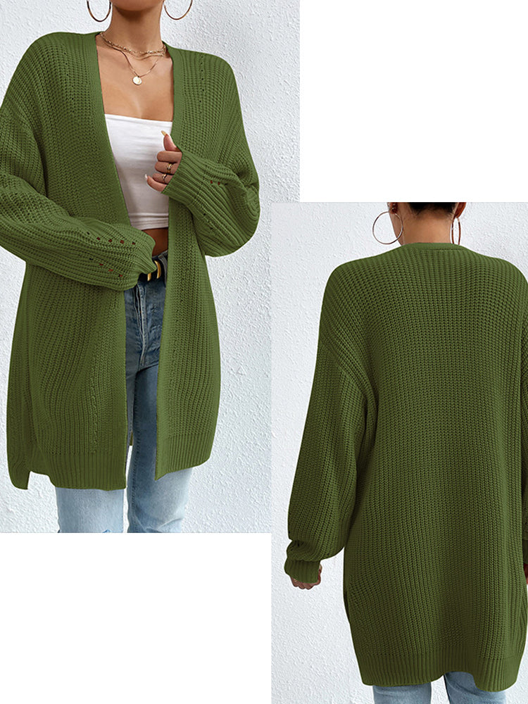 Mid-Length Open-Front Long Cardigan Sweater