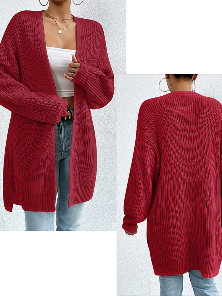 Mid-Length Open-Front Long Cardigan Sweater