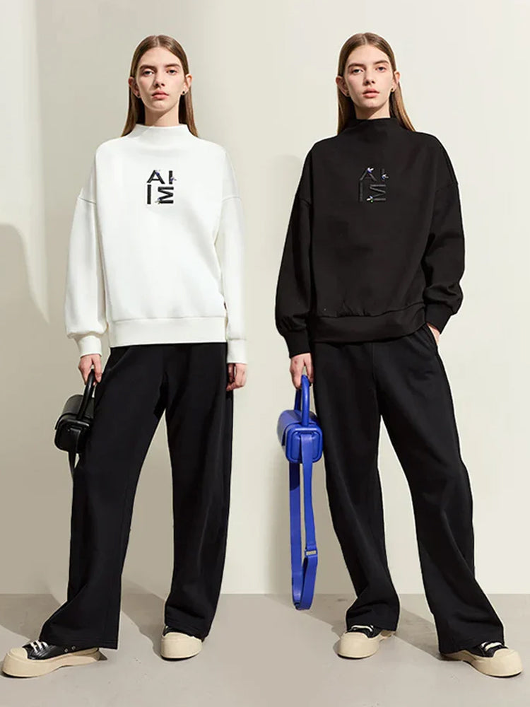 Minimalism Half-High Neck Sweatshirt