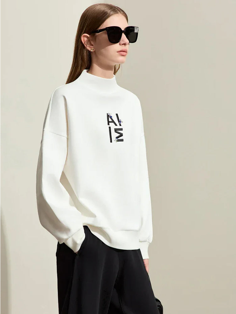 Minimalism Half-High Neck Sweatshirt