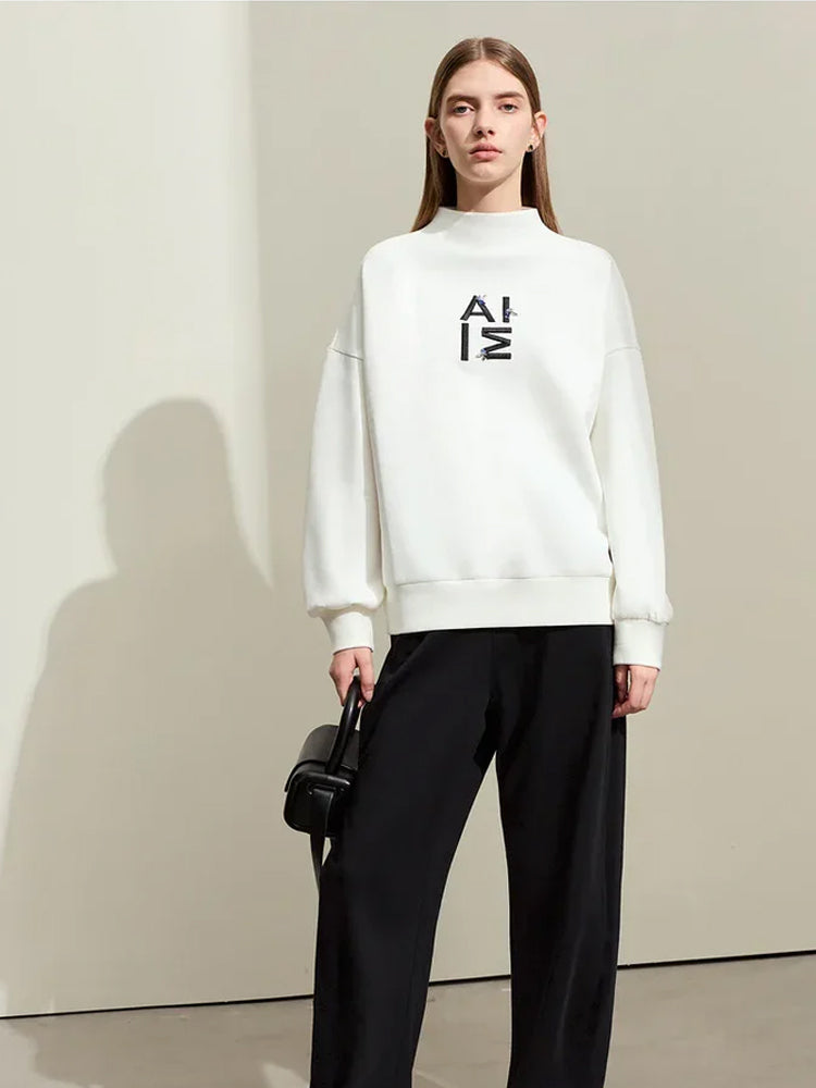 Minimalism Half-High Neck Sweatshirt