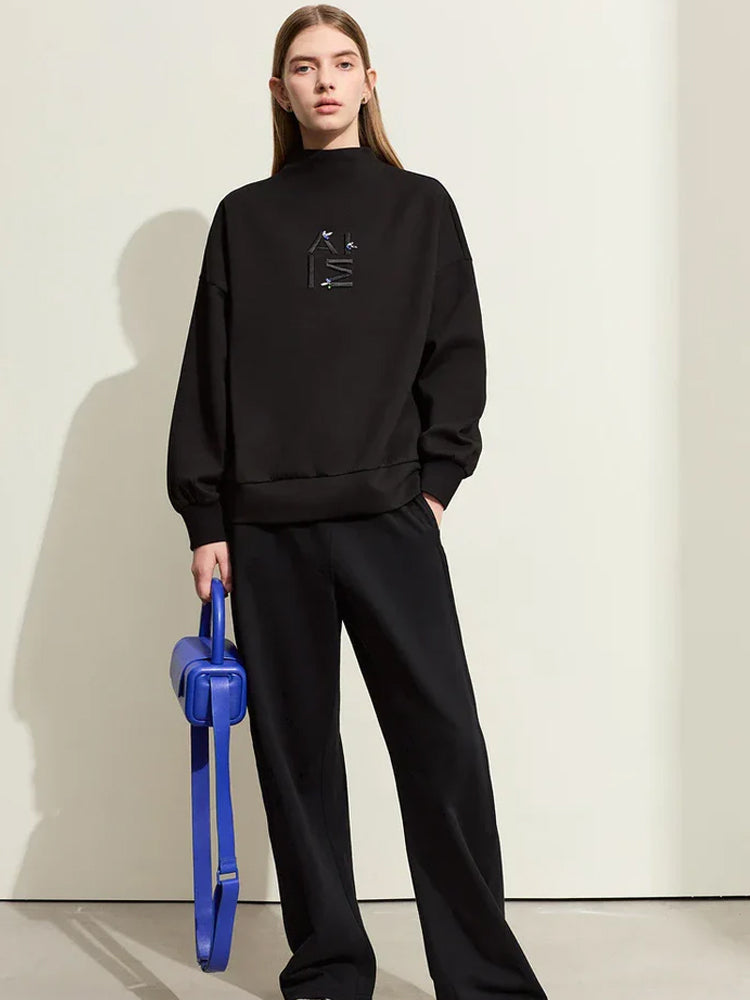 Minimalism Half-High Neck Sweatshirt