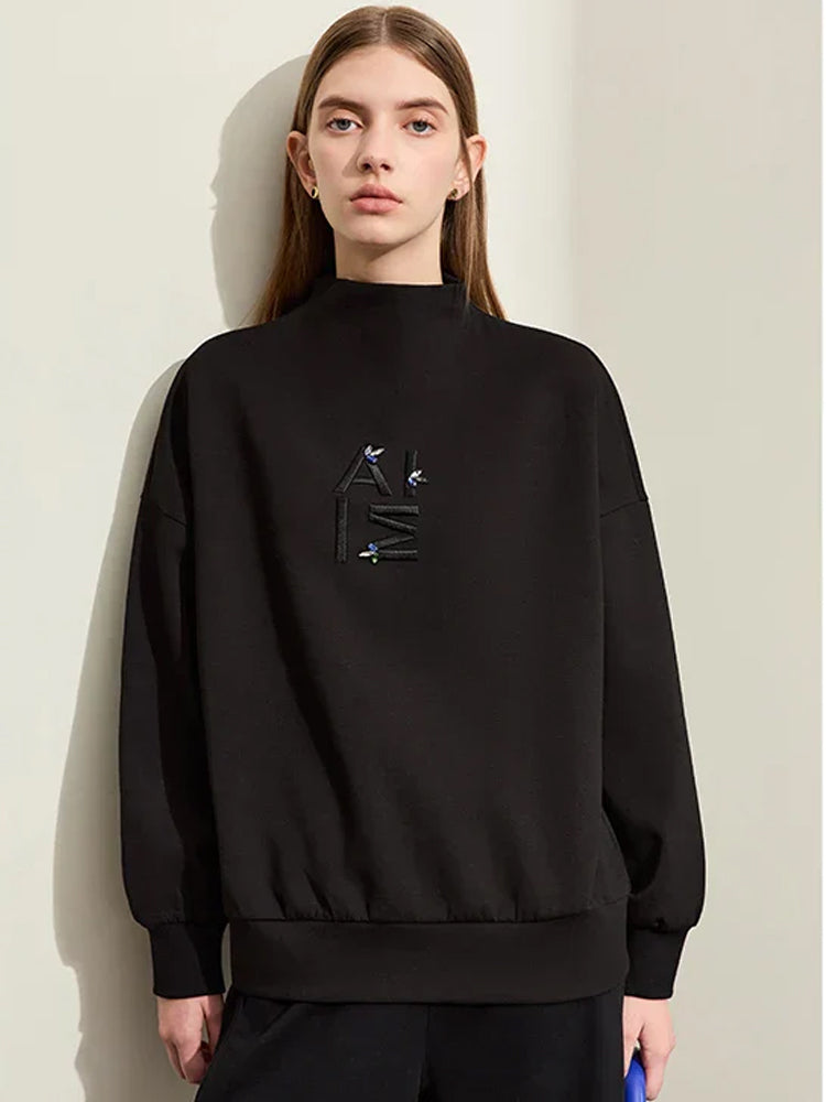 Minimalism Half-High Neck Sweatshirt