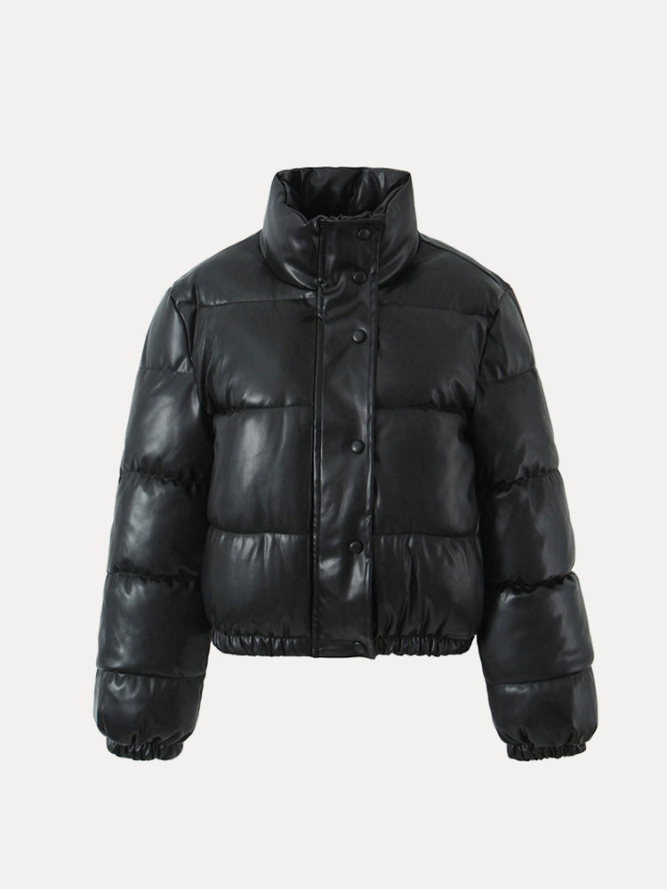 Solara Faux Leather Puffer Jacket