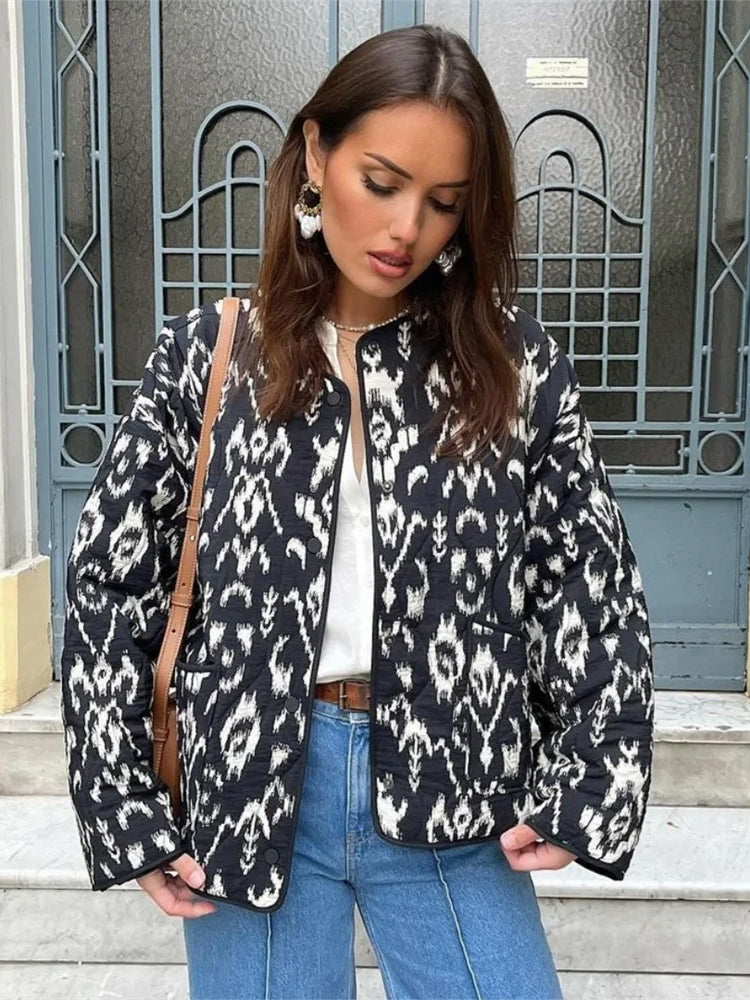 Quilted Abstract Jacket Coat