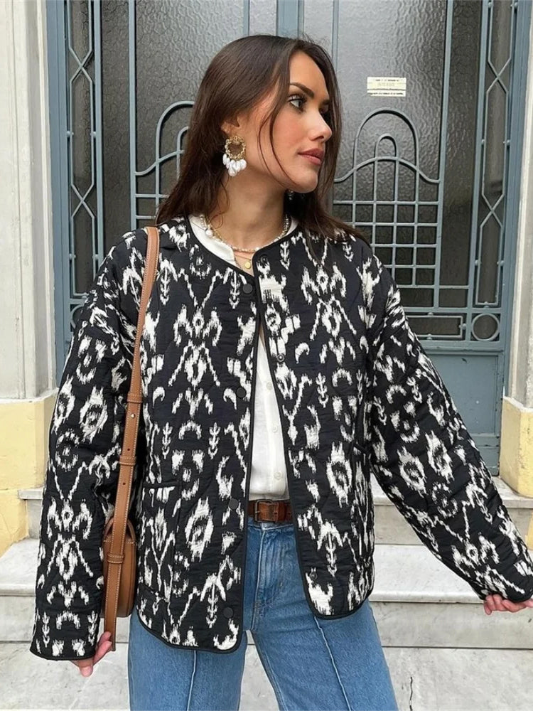 Quilted Abstract Jacket Coat