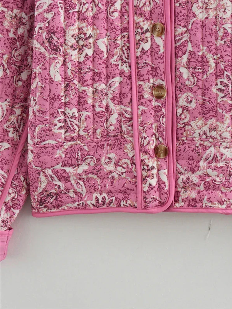 Quilted Floral Print Jacket