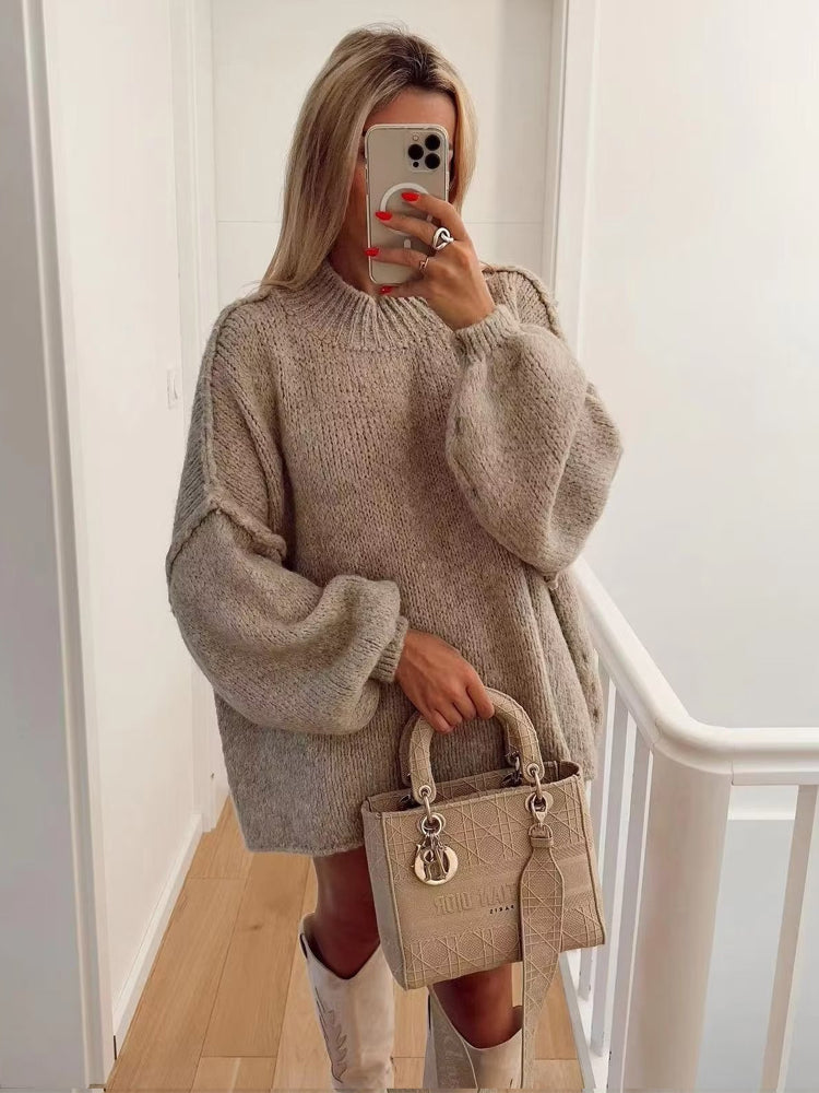 Rustic Pullover Oversized Drop Shoulder Sweater