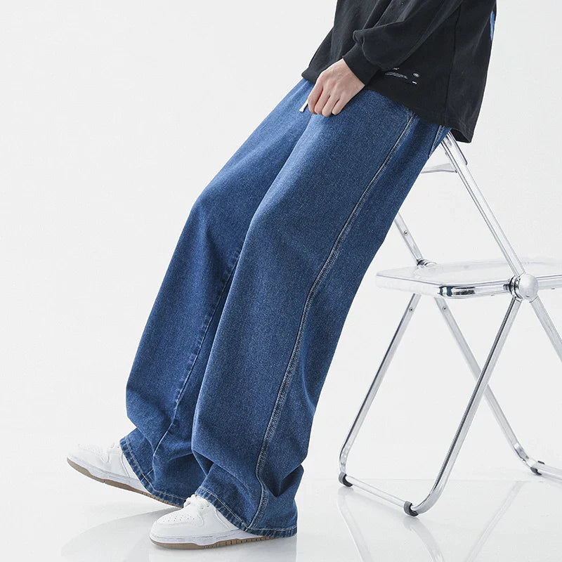 Juno's Casual Baggy Wide-Leg Denim Jeans