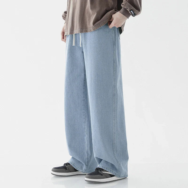 Juno's Casual Baggy Wide-Leg Denim Jeans