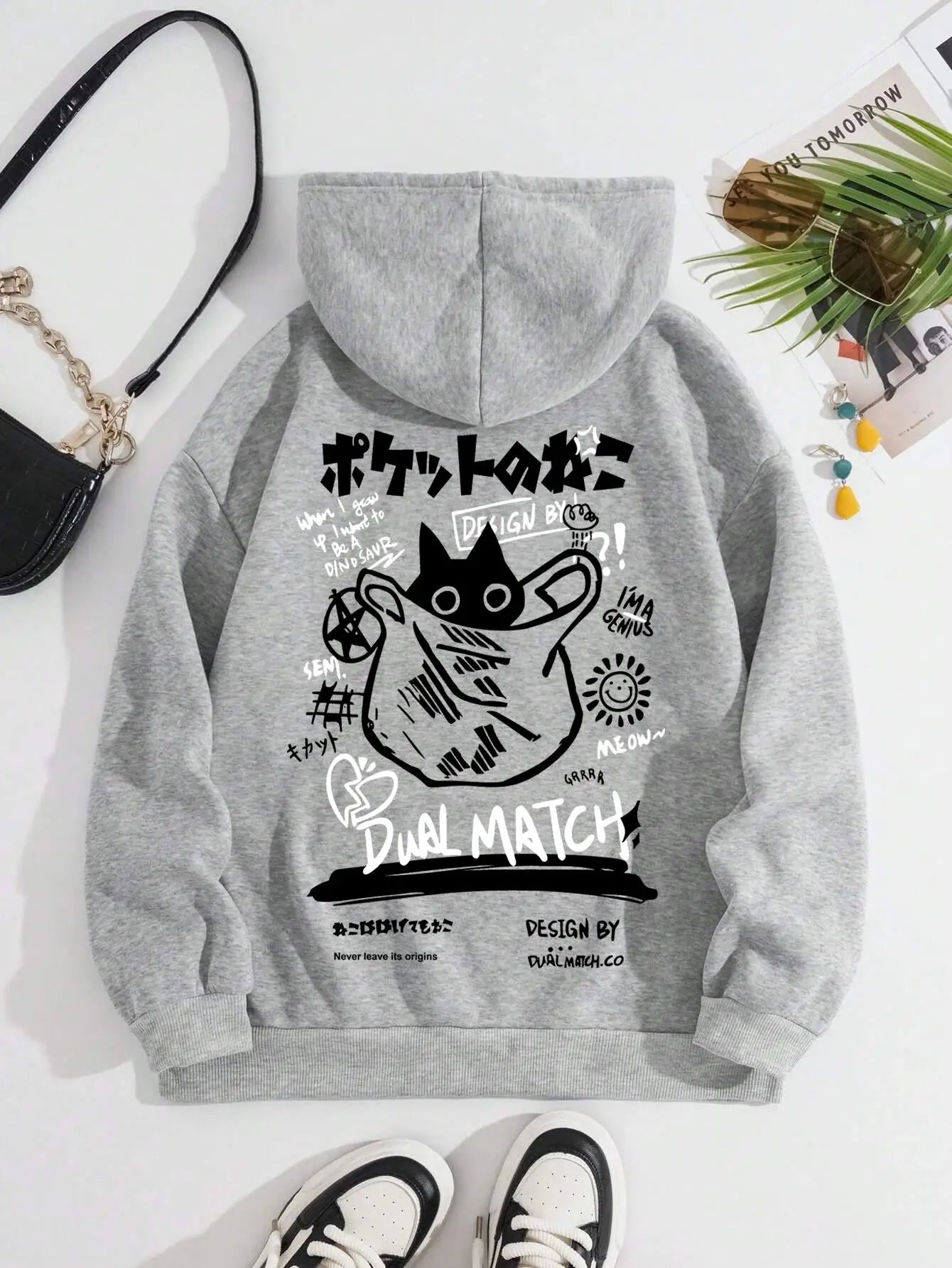 Cat in the Bag Printed Hoodie