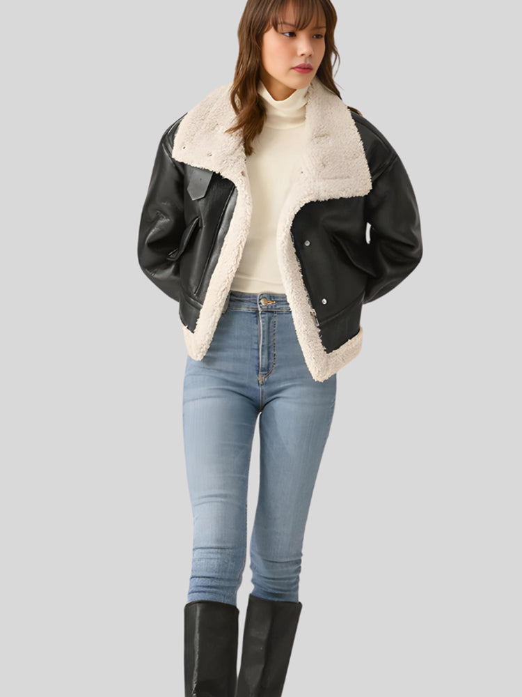 Sherpa Lined Shearling Leather Flight Jacket