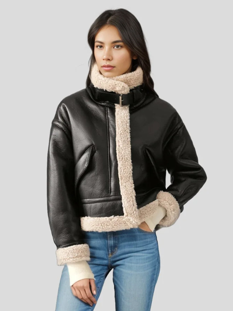 Sherpa Lined Shearling Leather Flight Jacket