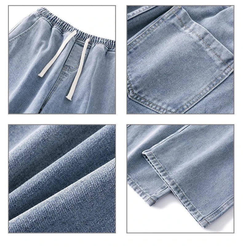 Juno's Casual Baggy Wide-Leg Denim Jeans