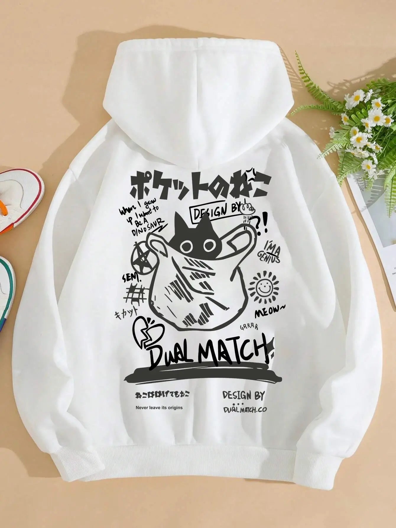 Cat in the Bag Printed Hoodie