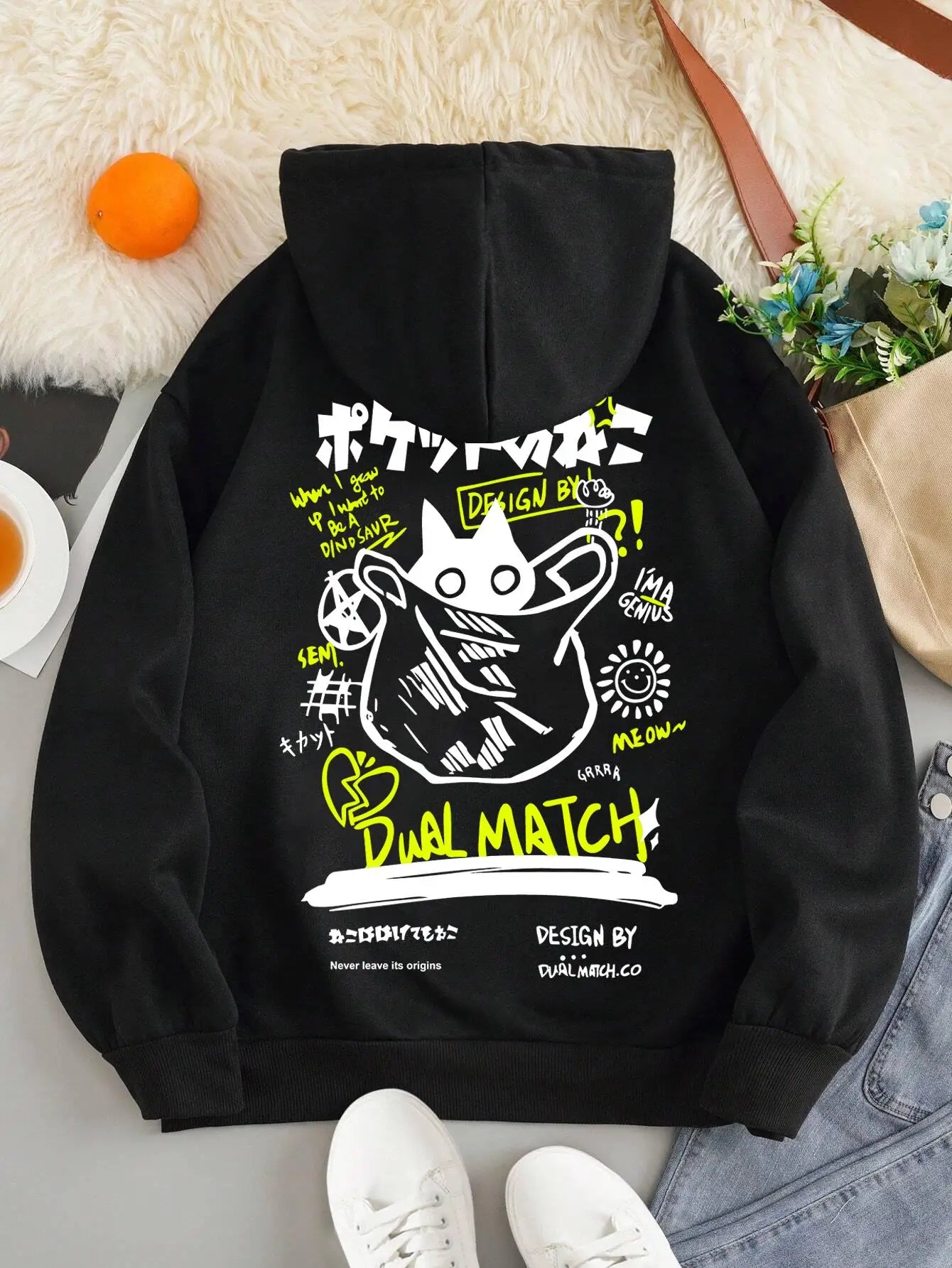 Cat in the Bag Printed Hoodie