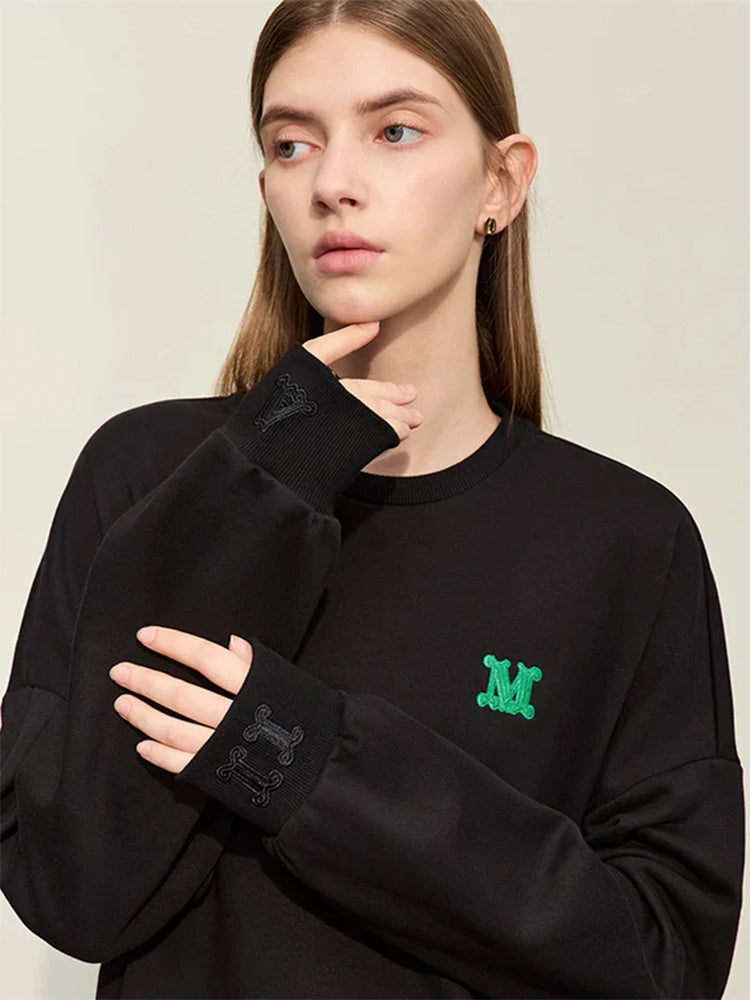 Minimalism Loose Embroidery Sweatshirt