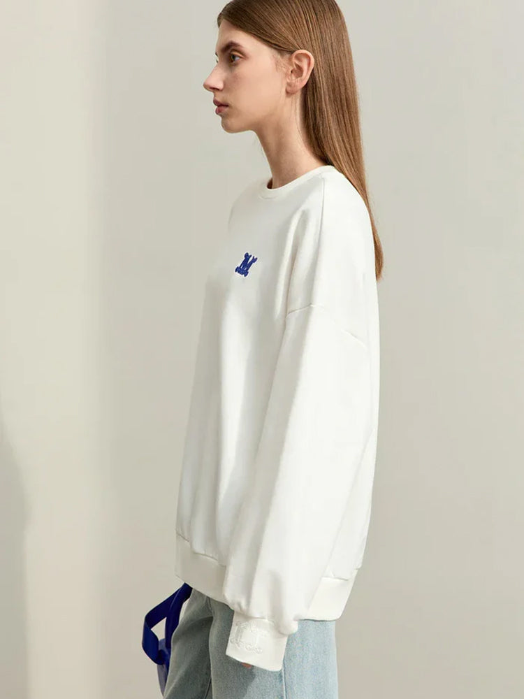 Minimalism Loose Embroidery Sweatshirt