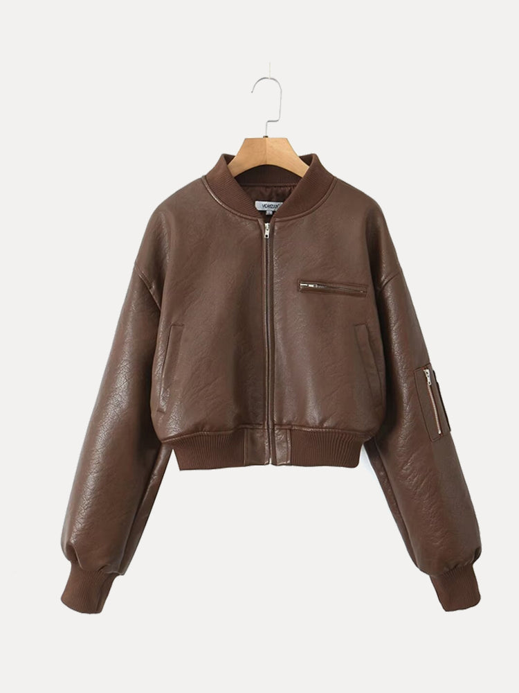 Vixen Faux Leather Bomber Jacket