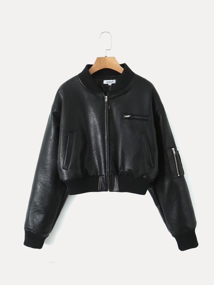 Vixen Faux Leather Bomber Jacket