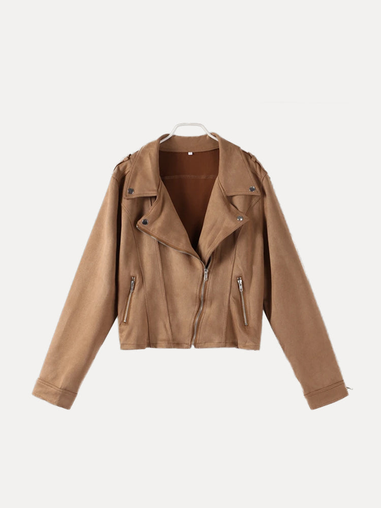 Vixen Classic Suede Leather Jacket with Long Sleeves