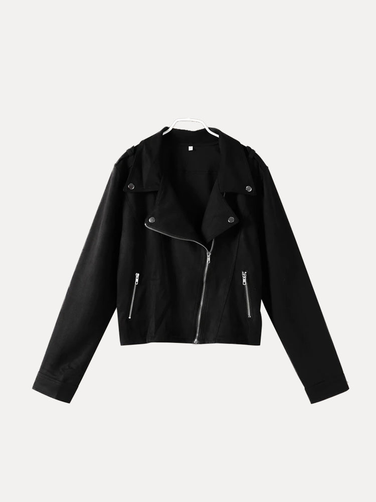 Vixen Classic Suede Leather Jacket with Long Sleeves