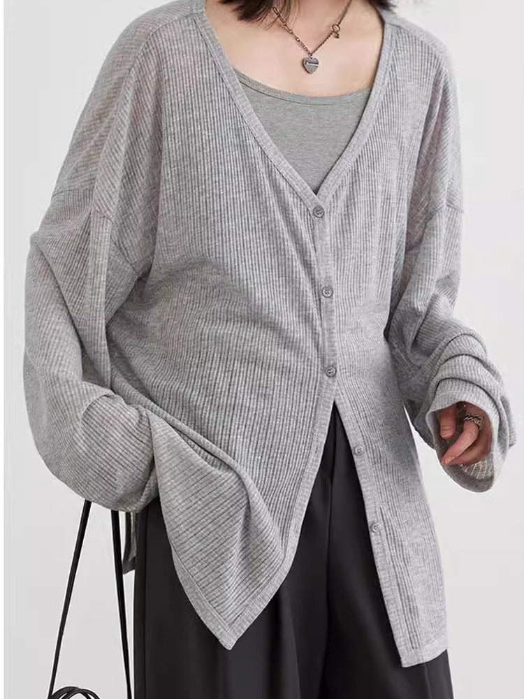 Classic V-neck Long Sleeved Cardigan