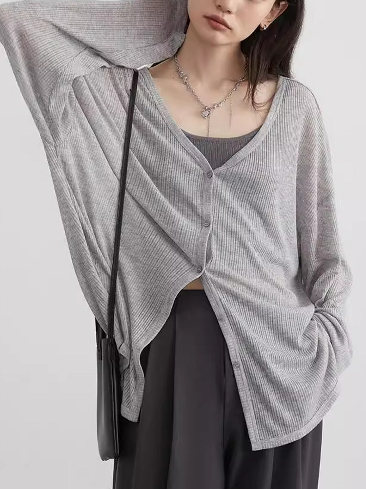 Classic V-neck Long Sleeved Cardigan