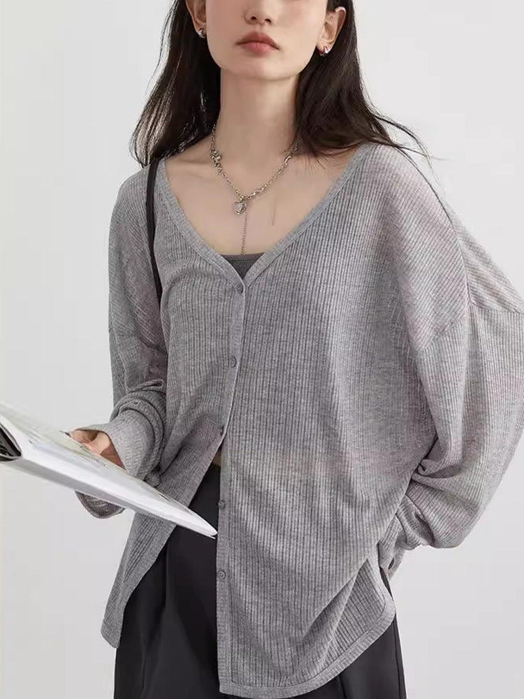 Classic V-neck Long Sleeved Cardigan