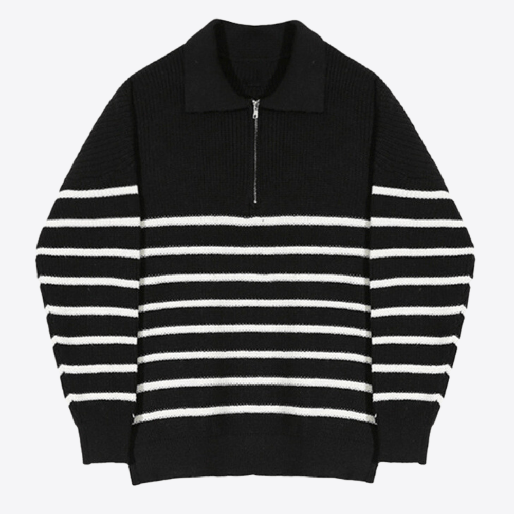 Lorenzo Striped Quarter Zip Sweater