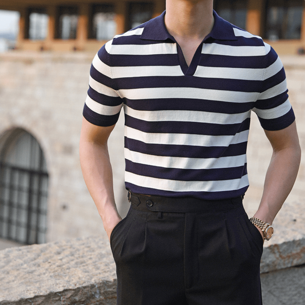 Infinity Striped Short Sleeve Polo Shirt