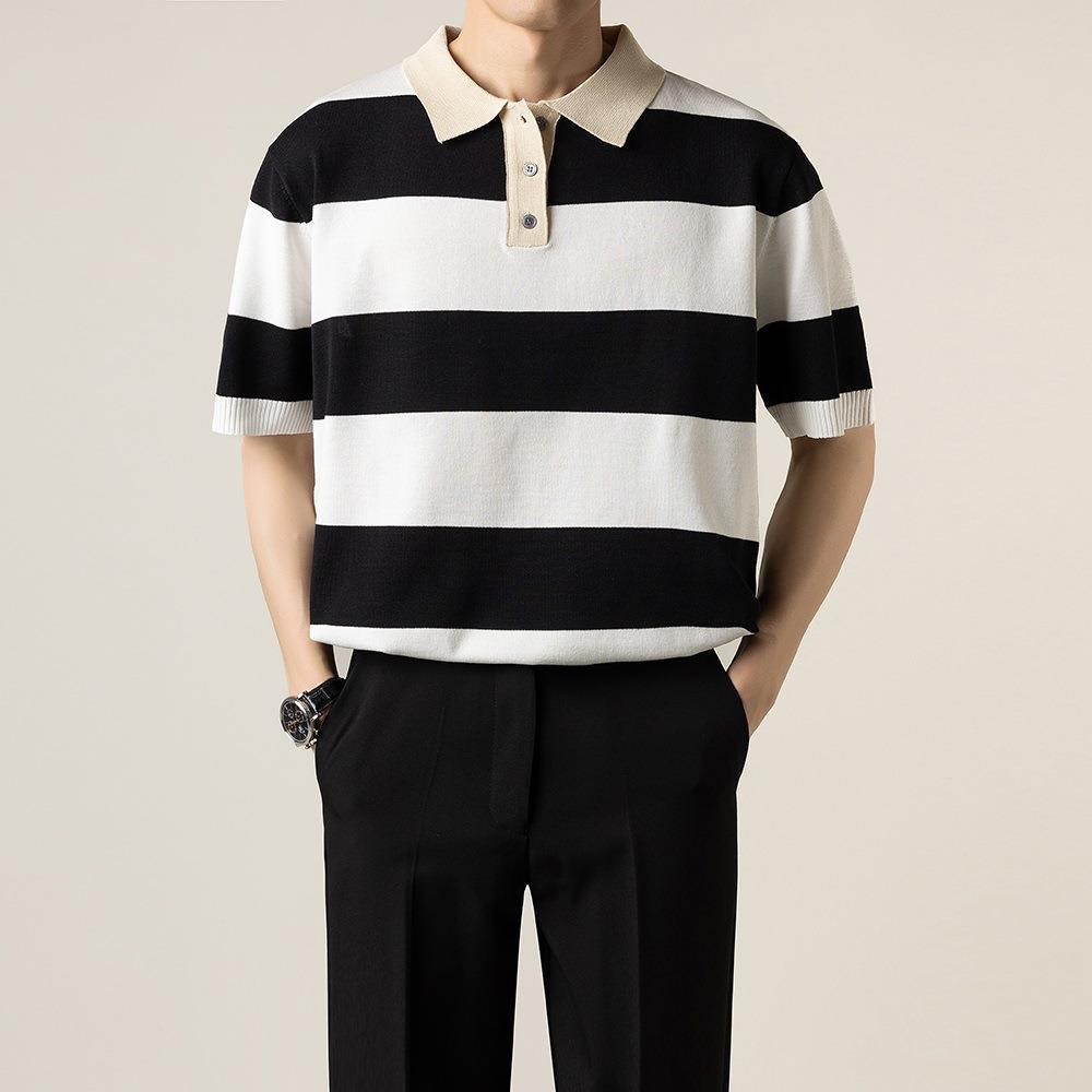 Gerald Casual Striped Knit Polo Shirt