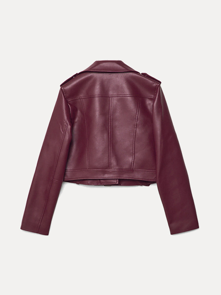 Iconic Cropped Biker Faux Leather Jacket