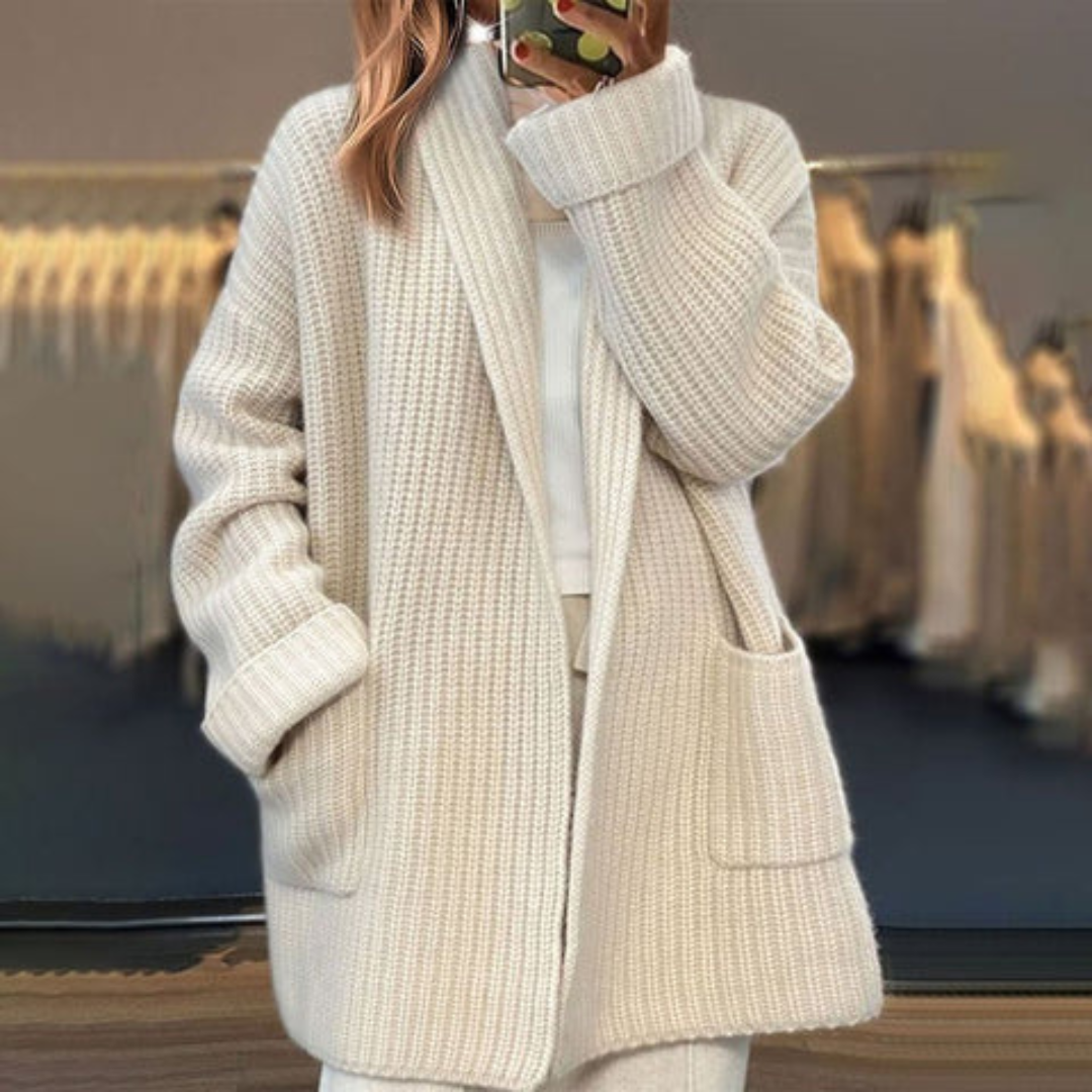 Oversized Soft Ribbed Knitted Cardigan