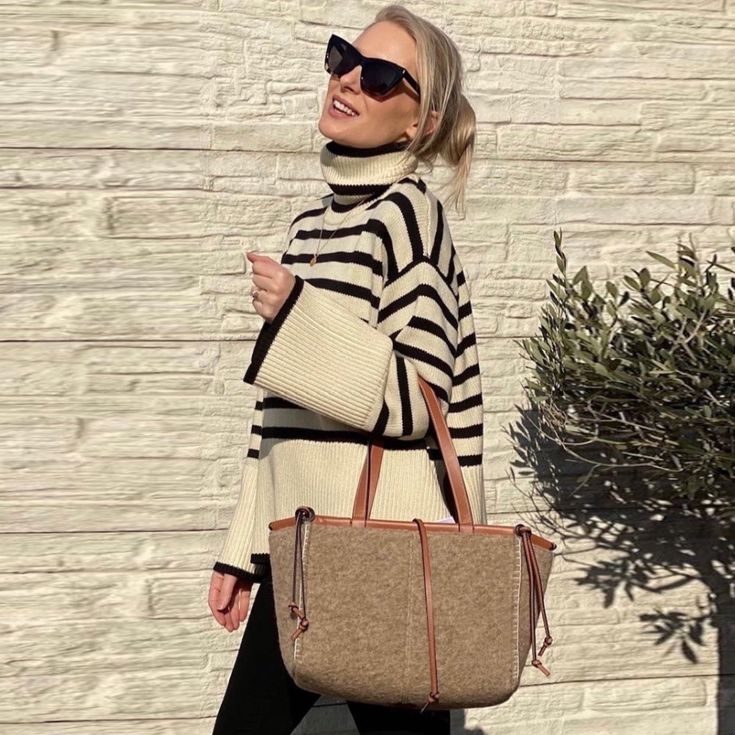 Jenna Striped Split Sweater