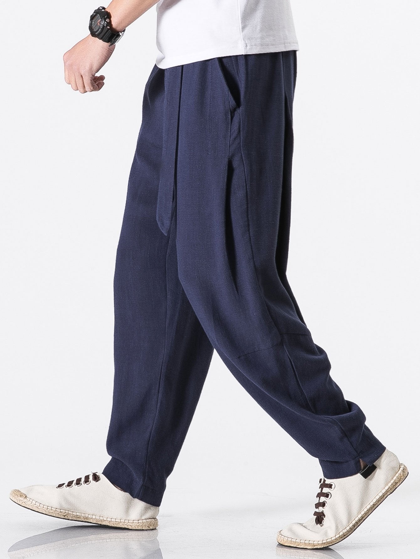 Detachable Belt Relaxed Linen Harem Pants