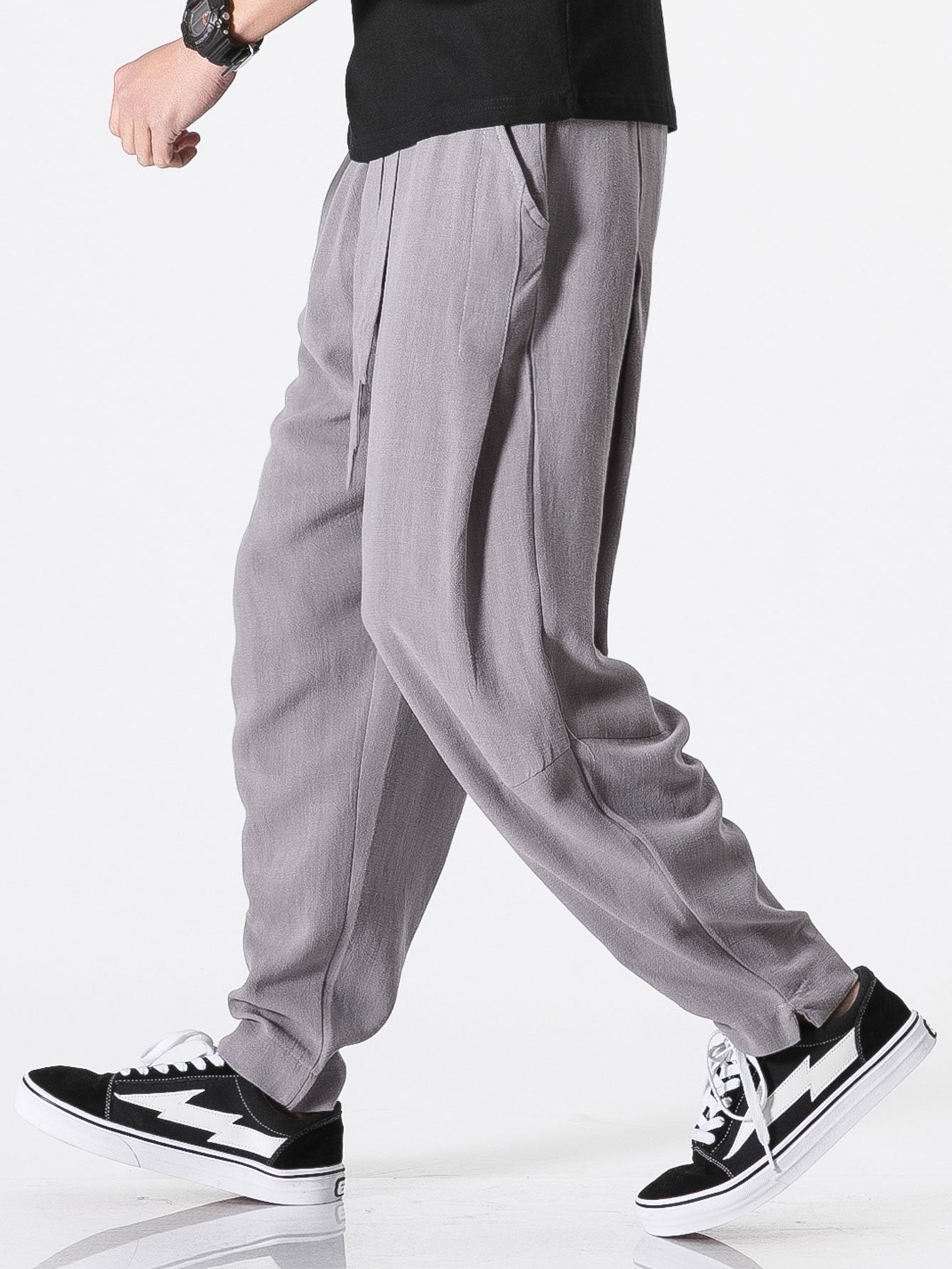 Detachable Belt Relaxed Linen Harem Pants