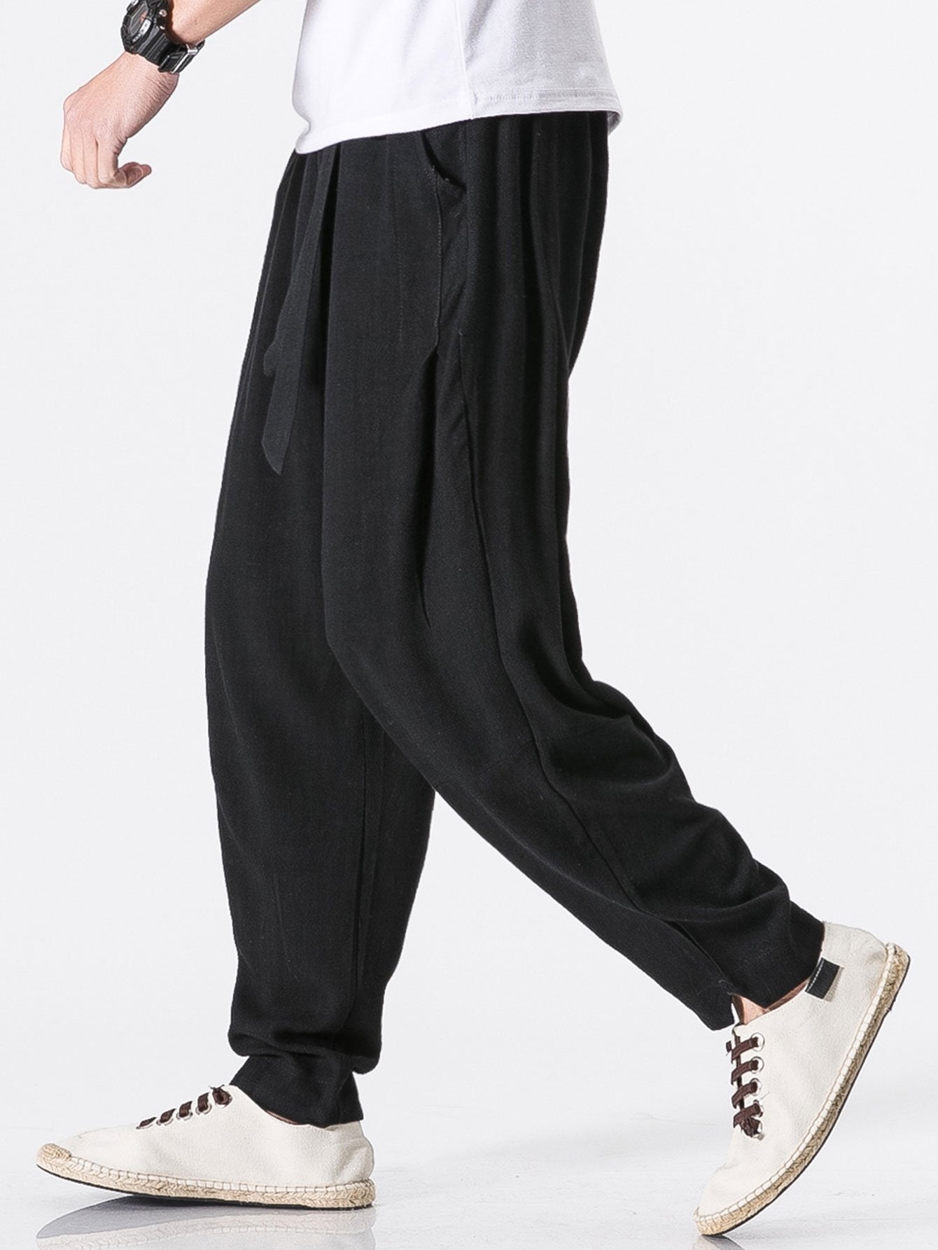 Detachable Belt Relaxed Linen Harem Pants