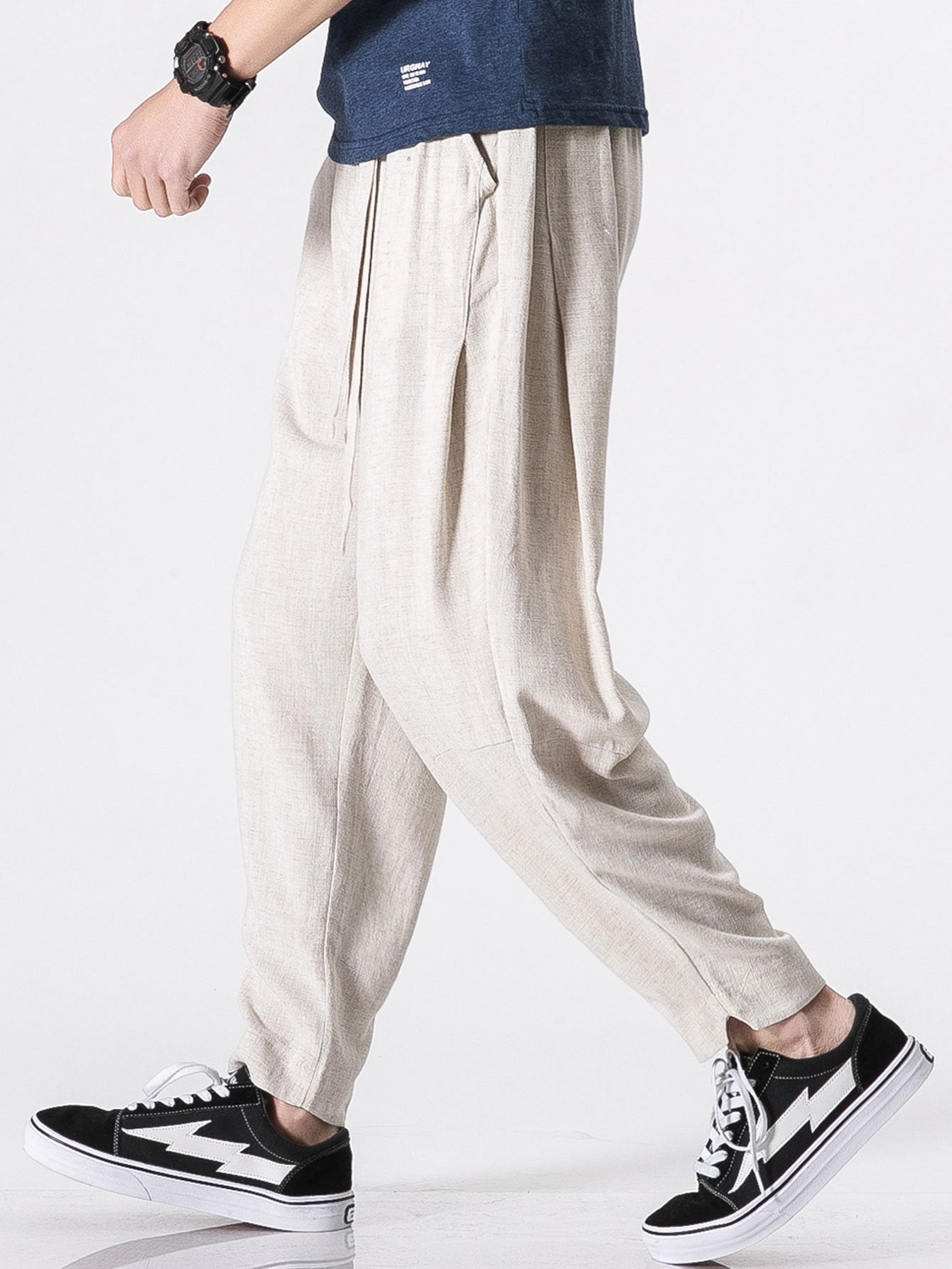 Detachable Belt Relaxed Linen Harem Pants