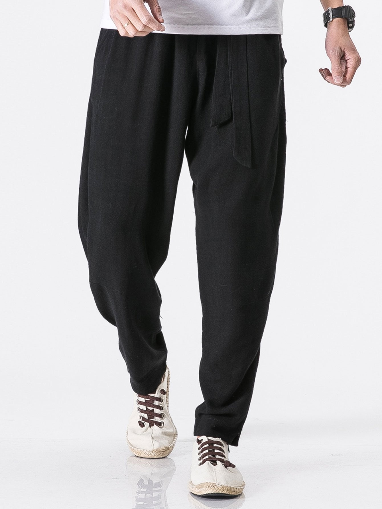 Detachable Belt Relaxed Linen Harem Pants