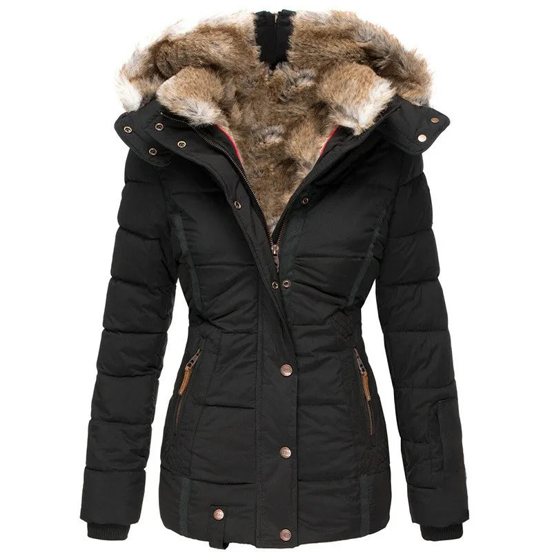 Winter Parka Jacket with Faux Fur and Hood