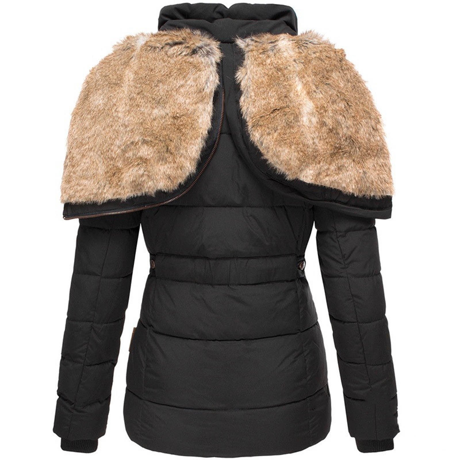 Winter Parka Jacket with Faux Fur and Hood